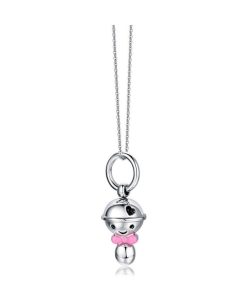 Donna Luca Barra Gioielli | Collana Chiama Angeli Donna Luca Barra Gioielli Bimba Fiocco Rosa Ck989