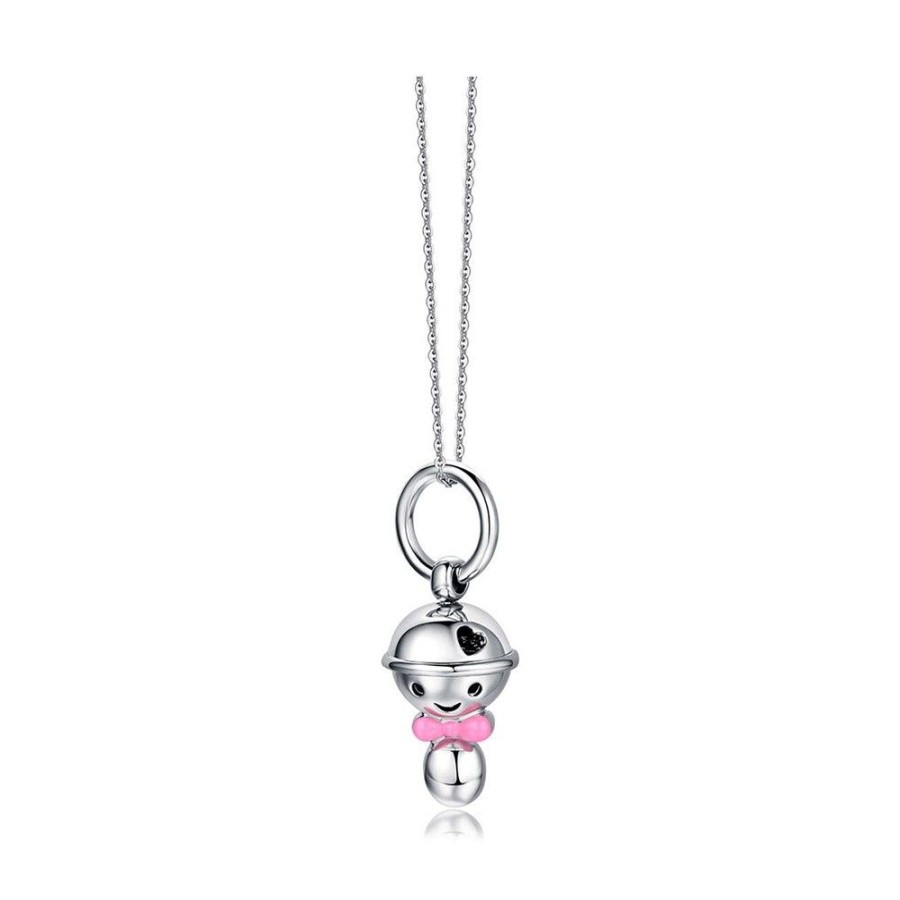 Donna Luca Barra Gioielli | Collana Chiama Angeli Donna Luca Barra Gioielli Bimba Fiocco Rosa Ck989