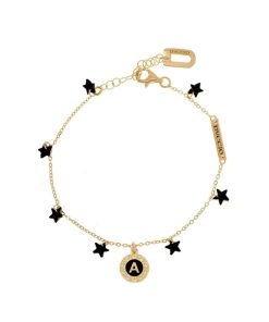 Donna Maison Dvccio | Bracciale Donna Argento Dvccio Florence Stelle Nere Iniziale Brfloagn/G