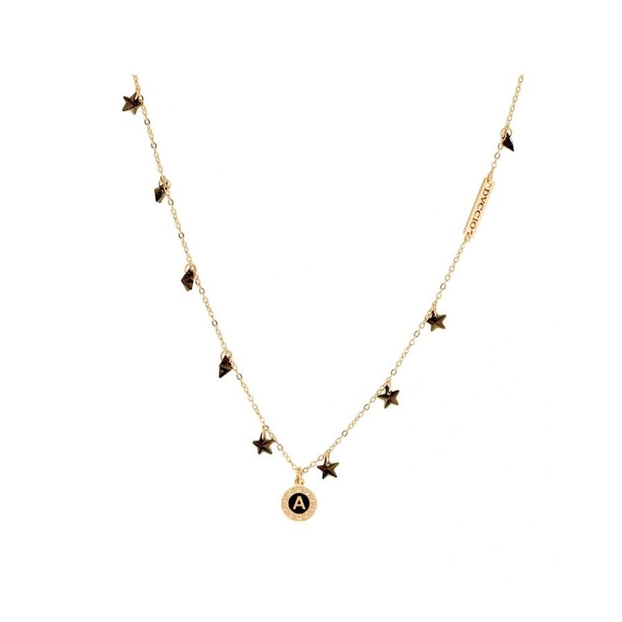 Donna Maison Dvccio | Collana Donna Argento Dvccio Florence Stelle Nere Iniziale Cfloagn_G