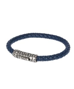 Uomo Albert M. | Bracciale Uomo Ecopelle Argento Albert M. Mistero Blu Wsox00164.Blu