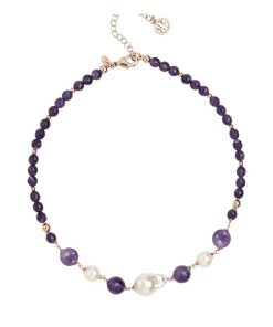 Donna Boccadamo | Collana Girocollo Donna Boccadamo Jewels Perlamia Ametista Perle Gr750Rs