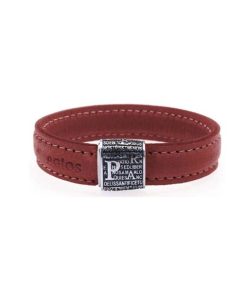 Uomo Agios | Bracciale Unisex Agios Gioielli Religiosi Precem Pater Argento Brunito Pelle Rosso Agi 123/B-Ro