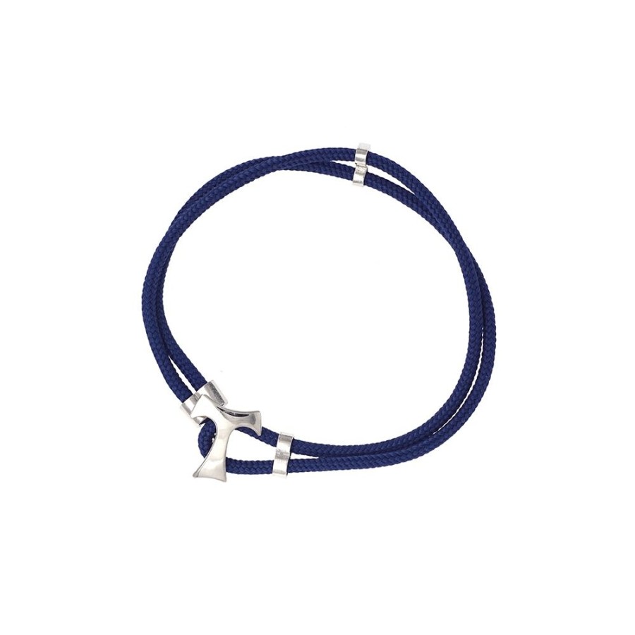 Uomo Agios | Bracciale Unisex Agios Vinculum Fidei Tau Cordino Nautico Blu Agi 282/B-Bl