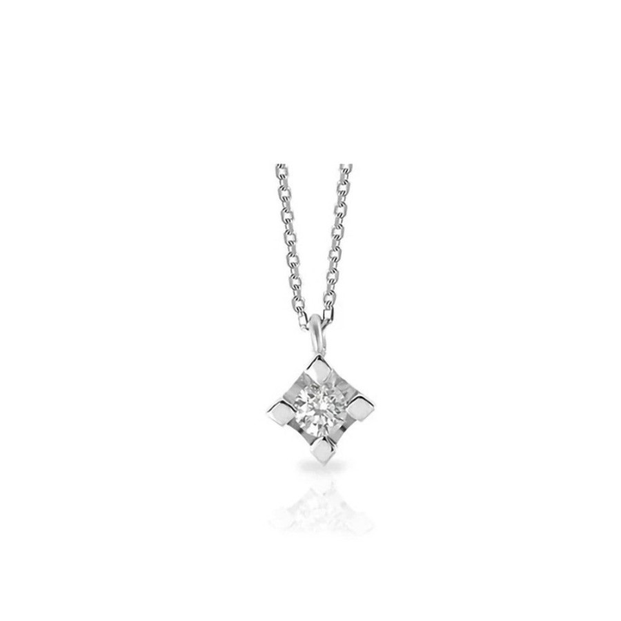 Donna Mey Everyday Jewels | Collana Punto Luce Mey Jewels Gioele Oro Bianco Diamante Cd Mey/Grf-B