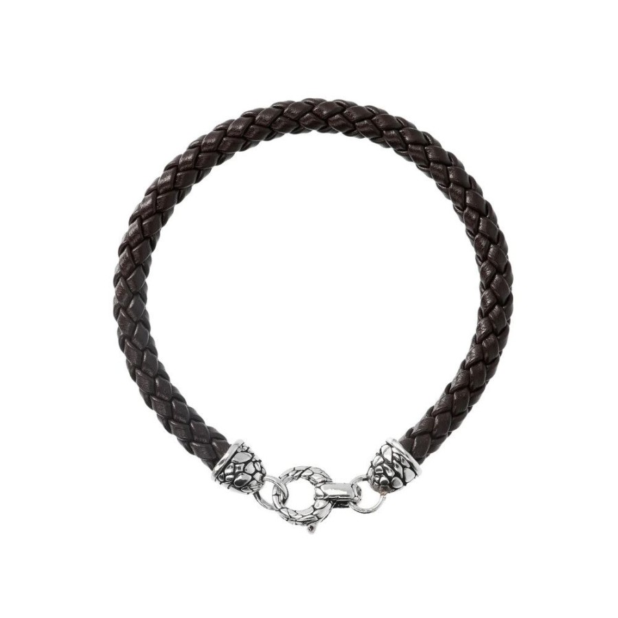 Uomo Albert M. | Bracciale Uomo Ecopelle Argento Albert M. Mistero Marrone Wsox00141.Brw