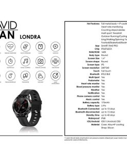 Uomo David Lian | Orologio Smartwatch Unisex David Lian Londra Nero Dl110