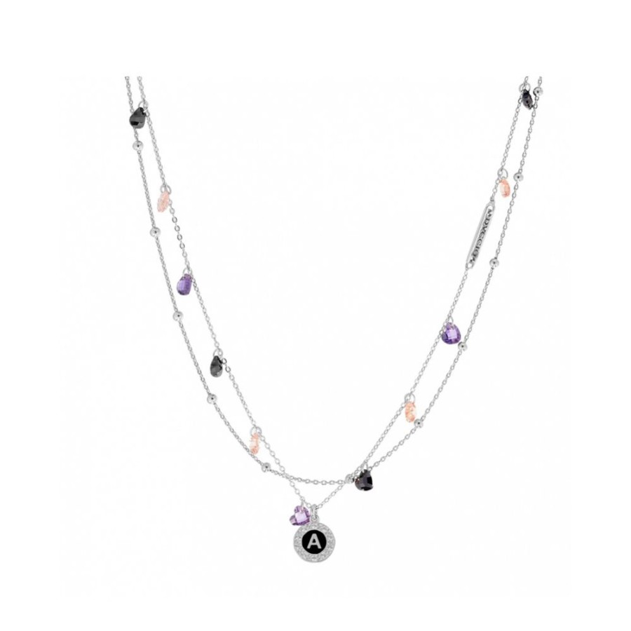 Donna Maison DVCCIO | Collana Multifilo Donna Argento Dvccio Florence Cuori Multicolor Iniziale C2Filfloagm_W