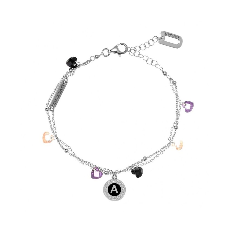 Donna Maison Dvccio | Bracciale Multifilo Donna Argento Dvccio Florence Cuori Multicolor Iniziale B2Filfloagm/W