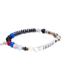 Donna Agios | Bracciale Unisex Agios Gioielli Religiosi Iesus Pietre Dure Large Agi 1012/B